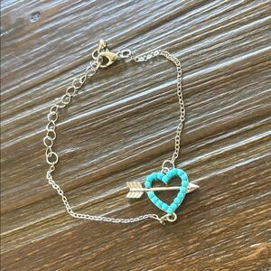 Turquoise Heart Arrow Ankle Bracelet